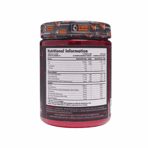 image of nutrition facts of transformium nutrition hazard pre wokrout supplement