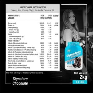 image of nutrition facts of HealthFarm Signature Whey 2kg
