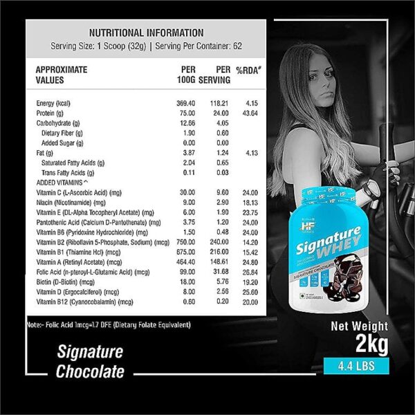 image of nutrition facts of HealthFarm Signature Whey 2kg