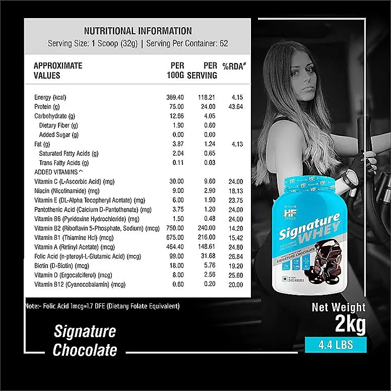 image of nutrition facts of HealthFarm Signature Whey 2kg