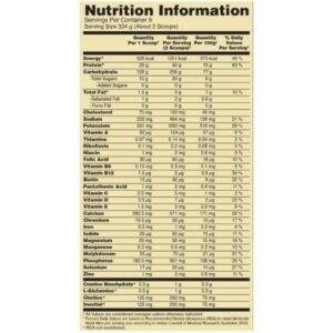 image of nutrition facts of Optimum Nutrition Serious Mass Gainer 3kg supplement