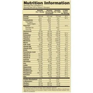 image of nutrition facts of Optimum Nutrition Serious Mass Gainer 3kg supplement