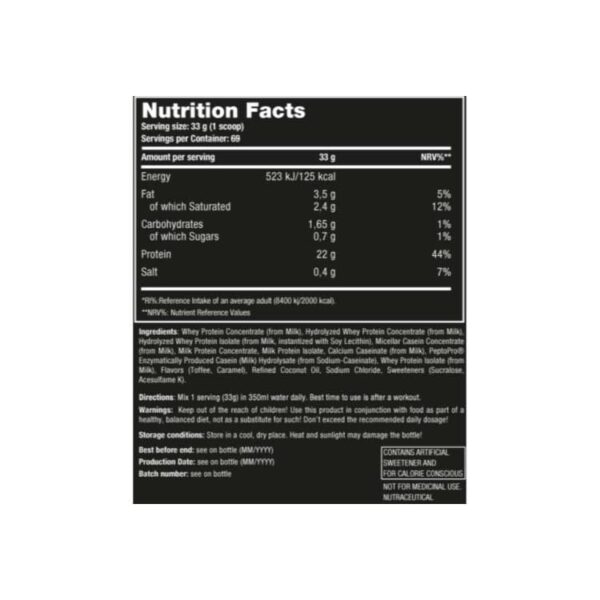 image of nutrition facts of one science nutrition super 9 supplement