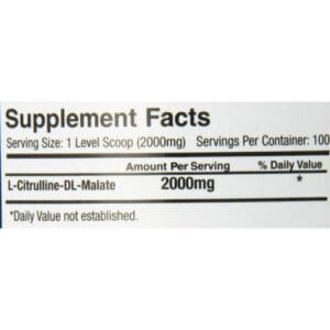 image of nutrition facts of Primaforce Citruline Malate