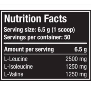 image of nutrition facts of one science nutrition bcaa 50 servings