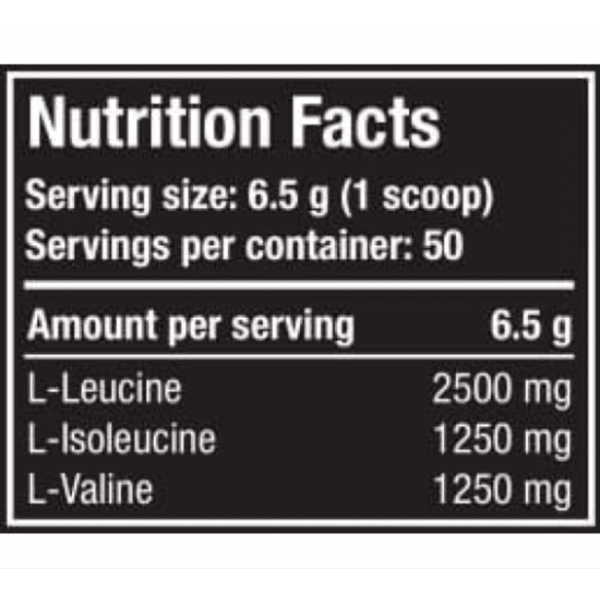 image of nutrition facts of one science nutrition bcaa 50 servings