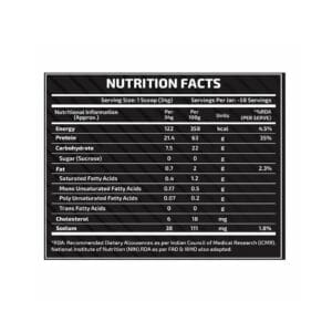Image of nutrition facts of Scitron Nitro Series Premium Whey