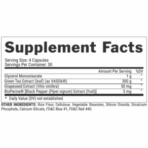 image of nutrition facts of Nutrex Research NIOX Extreme Pumps