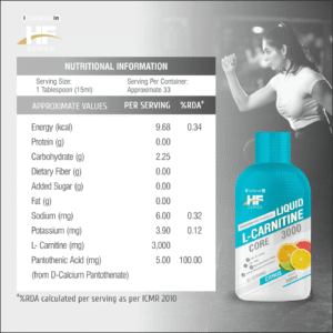 image of nutrition facts of healthfarm l carnitine supplement