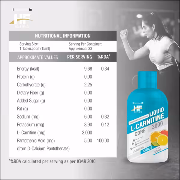image of nutrition facts of healthfarm l carnitine supplement