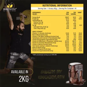 image of nutrition facts of healthfarm iso 7 lean muscle whey protein 2kg
