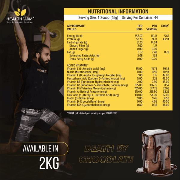 image of nutrition facts of healthfarm iso 7 lean muscle whey protein 2kg