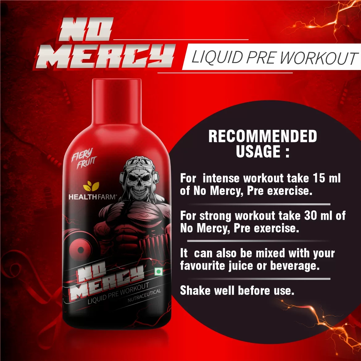 image of healthfarm no mercy pre workout supplement