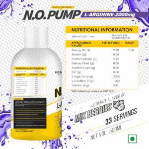 image of nutrition facts of healthfarm n o pump supplement