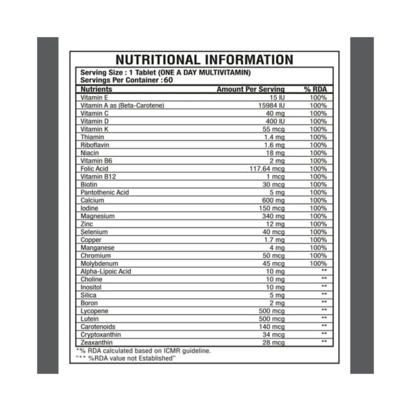 image of nutrition facts of bigmuscles nutrition the real vitamins