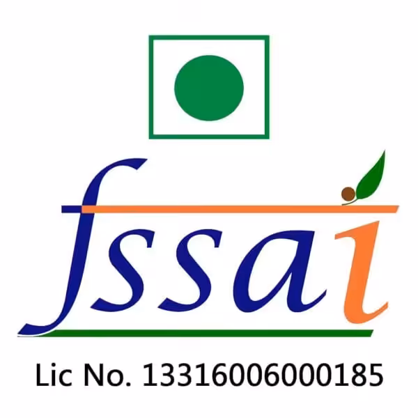 Vegetarian mark, FSSAI logo, and License No. 13316006000185