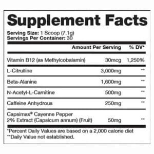 image of nutrition facts of prosupps hyde thermo pre workout
