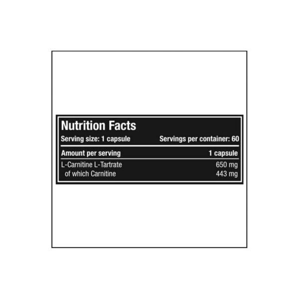 image of nutrition facts of one science nutrition l carnitine caps supplement