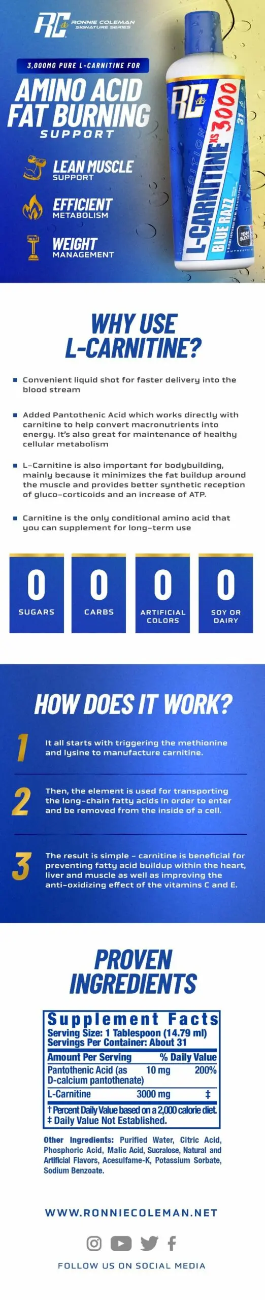 Ronnie Coleman L-Carnitine XS 3000 16Oz 6 Ronnie Coleman L-Carnitine XS 3000 16Oz