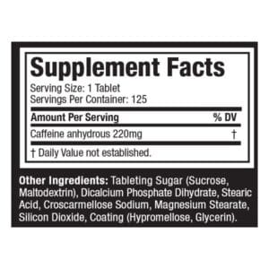 image of nutrition facts of muscletech caffeine