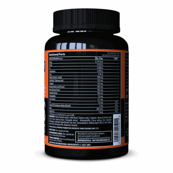image of nutrition facts of qnt tribuls 60 tabs supplement